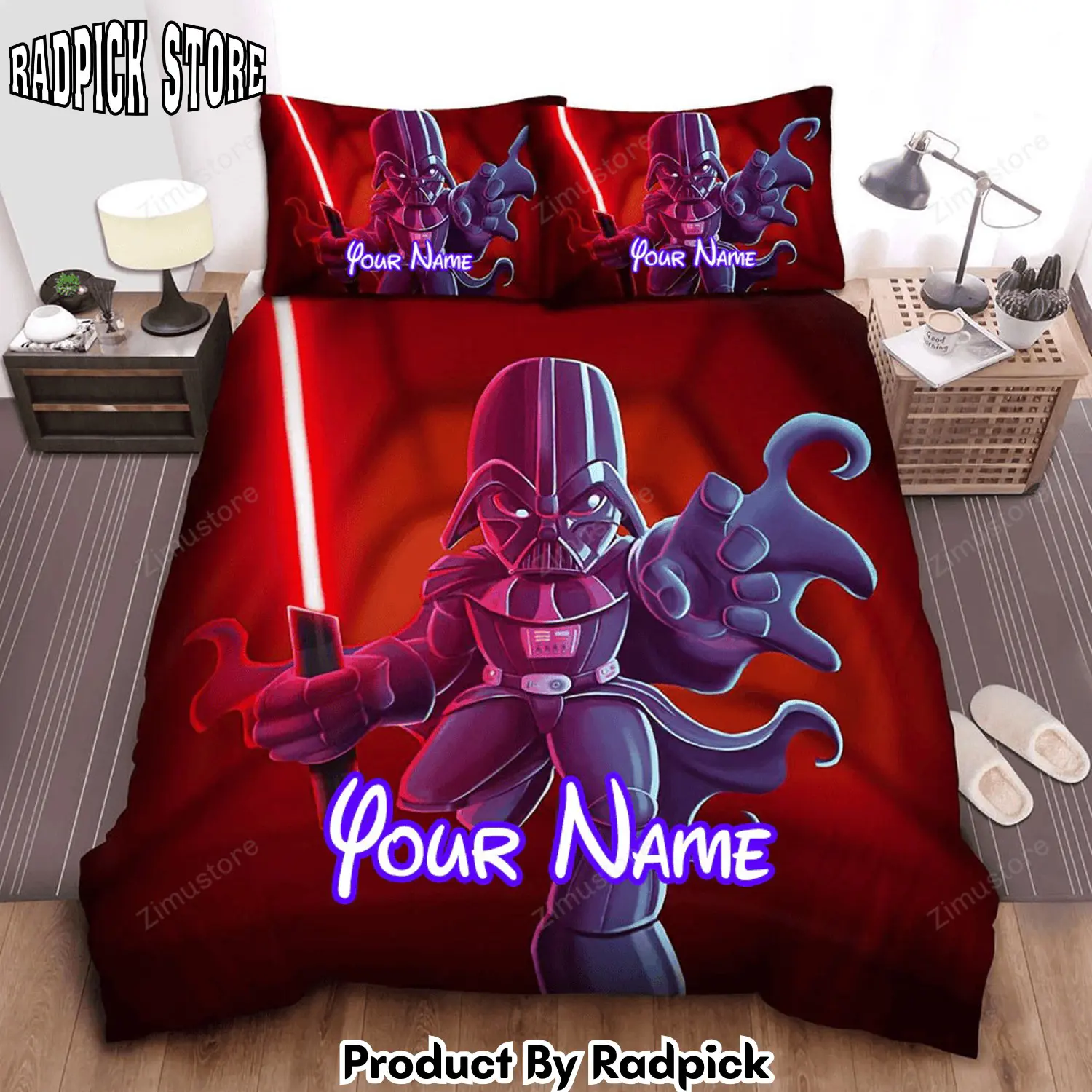 Radpick star wars darth vader and lightsaber in 3d cartoon bed sheets spread comforter duvet cover personalized name bedding sets rp3272008
